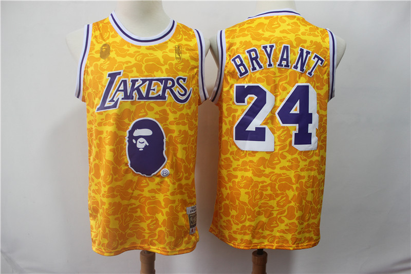 Men Los Angeles Lakers 24 Bryant Yellow Nike Game NBA Jerseys